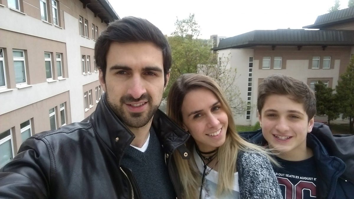 Davit Rukhadze with his siblings while visiting AUBG campus