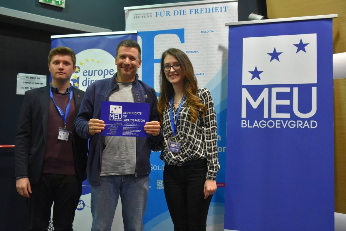 Prof. Crombois at MEU with a certificate