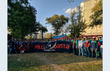 Group photo of Azerbaijan's soccer fan club National Group