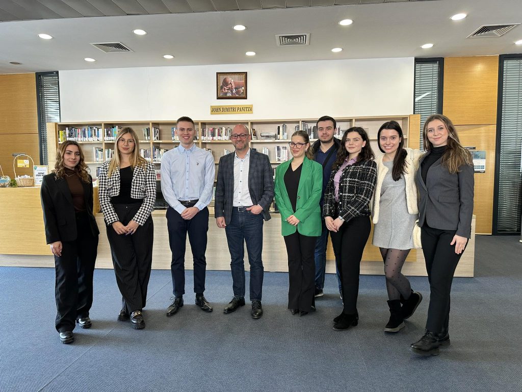 MEP Radan Kanev Talking Outisde of the Box during an AUBG Visit featured image
