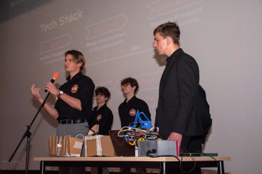 team from TUES: Yasen Tsvetkov, Valeri Todorov, Borislav Milanov, Simeon Simeonov, Tomislav Ivanov, and Emil Momchev, who won third place. Hack AUBG 7.0