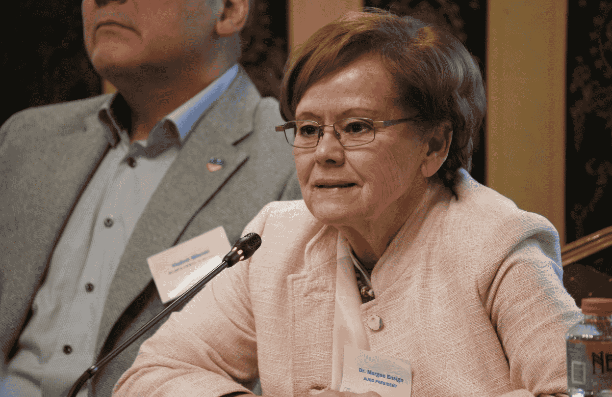 President Dr. Margee Ensign at the CIDC-Sensika Roundtable in Sofia