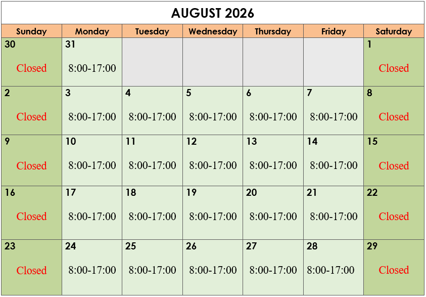 Calendar August